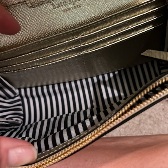 Gold Kate Spade clutch with removable shoulder strap. - Picture 4 of 6